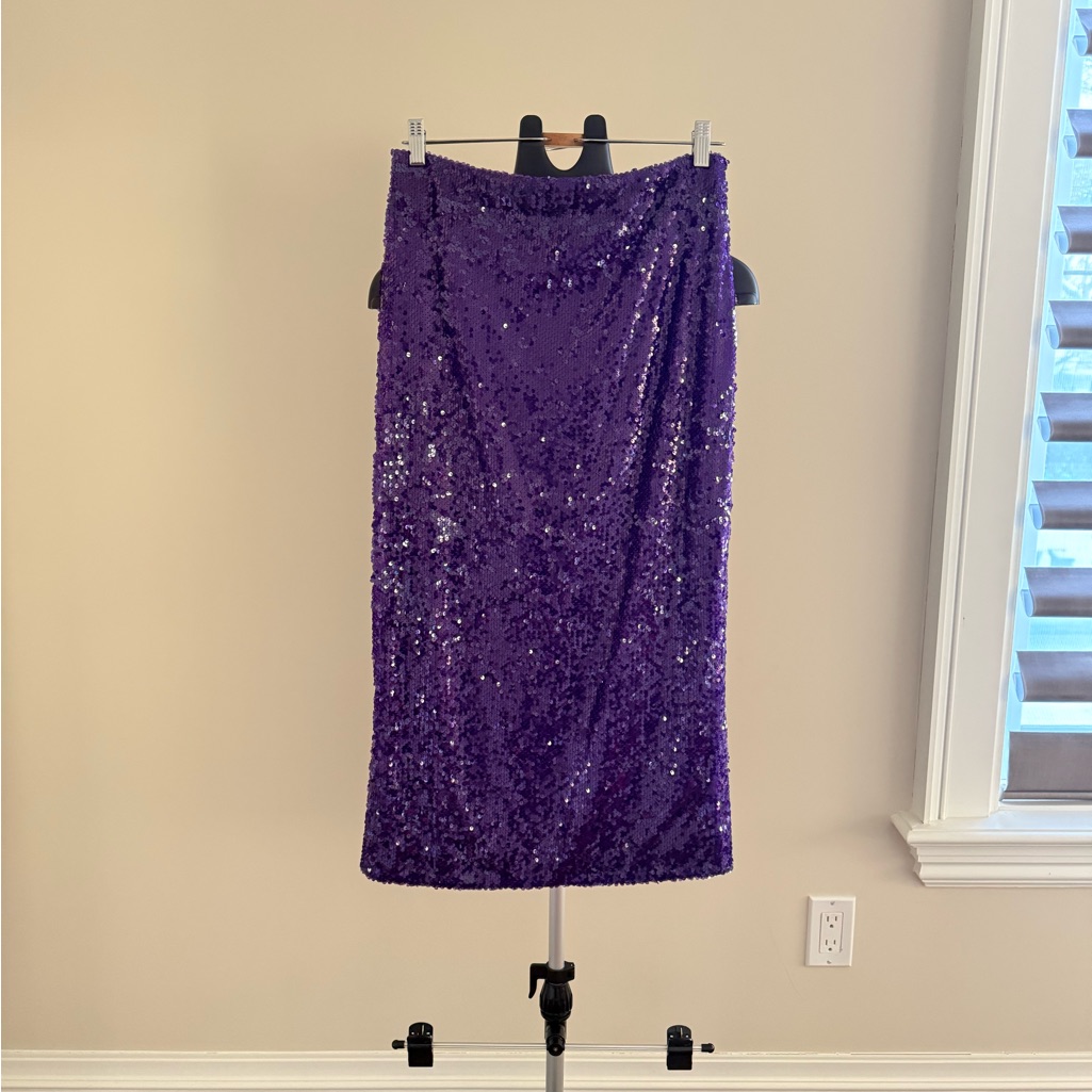 Purple Sequin Pencil Skirt